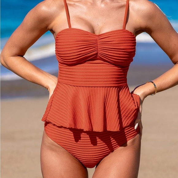 Cupshe Bold Orange Textured Swimwear. NWT - Picture 10 of 10
